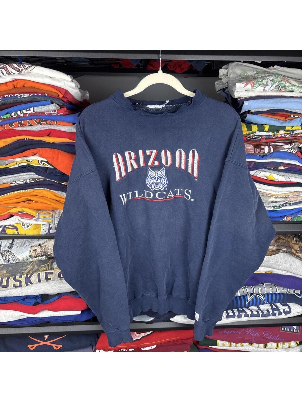 Vintage 90s Arizona Wildcats Embroidered Crewneck Sweatshirt L
